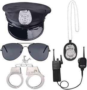 Beelittle Police Hat Handcuffs Walkie Talkies Badge Sunglass Costume Accessories (D)