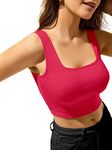 BERRY BIRD Stylish Women's Sleeveless Square Neck Ribbed Classic Fit Crop Tops For Gym, Beach,And Casual Stylish Wear Tank Top