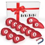 FINGER TEN Golf Club Iron Covers Upgrade Magnetic Value 11 Pack, Synthetic Leather Deluxe Head Cover Set, Headcovers for Irons Fit Callaway Taylormade Titleist Mizuno (Red (11 Pack))