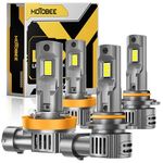 MOTOBEE H11 9005 LED Headlight Bulbs Combo,32000LM Brightness 6500K Cool White with 14000RPM Cooling Fan, 1:1 Mini Size Plug and Play LED Headlights, Pack of 4