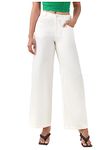 Women's Casual Cotton Trouser Bootcut Regular Fit Plain Pant White