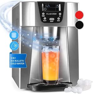 Klarstein Small Ice Maker Machine, Counter Top Ice Machine For Home and Kitchen, 2L Capacity, Fast Operation, Makes 12kg of Ice, Dispenses Cold Water, Bullet Ice Cube Maker Machine