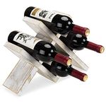 MyGift 4-Bottle Whitewashed Rustic Wood Countertop Wine Storage Rack