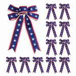 Meseey 12 Pcs Patriotic Bows Red White and Blue Star and Stripes Bow 4th of July American Flag Bow for Wreath Tree Topper Indoor Outdoor Bunting Party Wall Decoration (redwhitebluestripe)