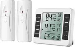 (UPGRADED) AMIR Refrigerator Thermometer, Wireless Indoor Outdoor Freezer Thermometer, Sensor Temperature Monitor with Audible Alarm Temperature Gauge for Kitchen, Freezer, Home (Battery not Included)