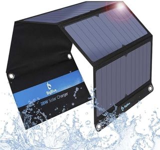 BigBlue 28W Chargeur Solaire Pliable avec 3 USB Ports(5V/4.8A au Total) Panneau Solaire Portable et Imperméable + 4 Crochets en Acier Compatible avec iPhone 15/14/ 13/12, iPad, Samsung Galaxy