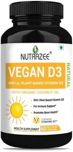 Nutrazee Vegan Vitamin D3 Supplement For Men & Women, Cholecalciferol, Plant Based Natural from Lichen with Organic Coconut Oil, Immunity, Bone, Joint & Muscles Health - 60 Liquid Filled Capsules