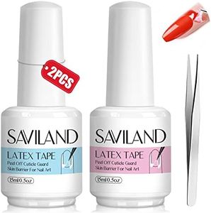 SAVILAND 2PCS Nail Latex Peel Off with Tweezer, 30ML Latex Nail Polish Barrier Peel Off - Easy to Use Latex Tape Peel Off for Nails Cuticle Protector for Nail Painting Nail Art Tools Supplies