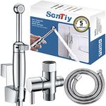 SonTiy Brass Handheld Bidet Sprayer for Toilet, All Metal Cloth Diaper Toilet Sprayer Bidet Attachment with Backflow Preventer, Adjustable Water Jet Spray, 7.2" Bidet Wand, Chrome