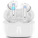 Wireless Earbuds, Bluetooth 5.3 Headphones Wireless Earphones, In Ear buds Wireless Earbuds, 4 ENC Noise Cancelling Mic Wireless Headphones, IP7 Waterproof, 40H Playtime, Mini Ultra Light, Pure White