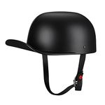 Woljay Vintage Open Face Motorcycle Helmet Retro Baseball Cap Half Helmets Men Women for Scooter Moped Cap Street Cruiser Jet - DOT Certified (Medium, Matte Black)