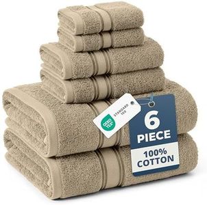 LANE LINEN Luxury Bath Towels Set - 6 Piece 100% CottonBathroom Zero Twist Shower Extra Absorbent Towel Super Soft 2 Hand Wash Cloths Taupe