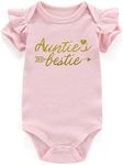 Acwssit Aunt Cool Than Dad Baby Boy Clothes Unisex Funny Baby Girl Baby Bodysuit 0-3 months, Auntie‘s Bestie Pink, 9-12 Months