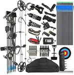 surwolf Compound Bow Kit, Hunting & Targeting, Limb Made in USA, Draw Weight 0-70 lbs Adjustable, Draw Length 9”-31",up to IBO 325FPS Speed, Package with Archery Hunting Accessories (Black)