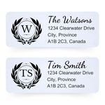 LUXTERIC Set of 180 Self Adhesive Personalized Monogram Return Address Labels, Custom Stickers for Postage, Invitations, and Envelopes (Laurel Border)