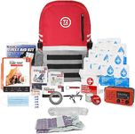 72 HRS Deluxe Emergency Survival Kit - Heavy Duty 72 Hour Bag Survival Kit for Earthquake, Hurricane, Tsunami, Winter, Blackout - Includes Emergency First Aid Kit, Water, Food (1 Person Red)