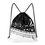 Dolyues Music Notes Bag Music Teacher Drawstring PE Bags for Work Shopping Waterproof Swimming String Bagpack Pocket Shoes Trainer Sackpack, Piano Keys