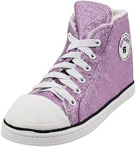 Gohom Sneaker Slippers for Women Fun Plush Non-skid Slip-On Indoor House Floor Slippers Sneaker Boots,Dark Grey Pink Size 6.5