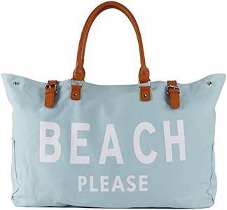 Beach Bag with Leather Handle, Extra Large Beach Tote Bag for Women Waterproof,Blue