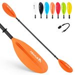 Abahub 1 x Carbon Shaft Kayak Paddle, 90.5 Inches Kayaking Oars for Boating, Canoeing with Extra Paddle Leash, Carbon Fiber Shaft Orange Plastic Blades