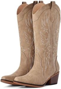 Eyriphy Cowboy Boots for Women, Western Cowgirl Boots Mid Calf Snip Toe
