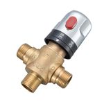 Coleniny Thermostatic Mixing Valve for Shower System Water Temperature Control Pipe Basin Thermostat Control, Solid Brass 3-Way Hot Cold Water Regulator 1/2" BSP (15mm) Connection