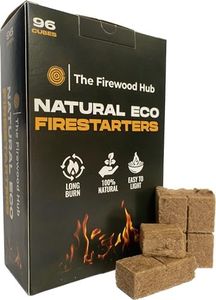 96 Eco Friendly Natural Wood Firelighters - Sustainable Wood Fibre Fire starters, Perfect for Wood Burners, Fire Pits, Pizza Ovens, and BBQs. The Perfect Fire Lighter For Any Occasion (96)
