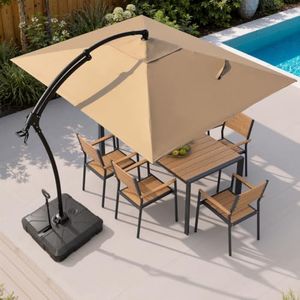 11FT Rectangle Patio Cantilever Umbrella, 350lb Wheeled Base Included