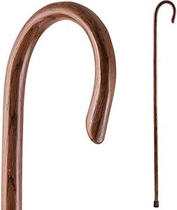 Brazos Handcrafted Wood Walking Stick, Oak, Crook Style Handle, for Men & Women, Made in the USA, Red, 58"