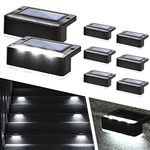 Solpex Solar Fence Lights,8 Pack LED Solar Stair Light Waterproof, Solar Step Lights Outdoor for Garden, Yard, Patio, Gutter, Pathway (Cold White,Black)