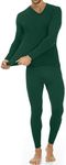 Thermajohn Long Johns Thermal Underwear for Men V Neck Fleece Lined Base Layer Set for Cold Weather (X-Small, Hunter Green)