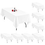 Lumaycens 8 Pack White Tablecloth 60X102Inch Table Cloths Rectangle White Polyester Farbic Tablecloths For 6 Foot Table Washable White Table Cloth Rectangular for Wedding Party Banquet