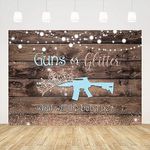 Ticuenicoa 6x4ft Guns or Glitter Gender Reveal Backdrop Rustic Brown Wooden Photography Background He or She Boy or Girl Blue or Pink Baby Shower Cake Table Party Photo Shoot Props Booth Studio Banner