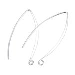 10pcs Adabele Authentic Sterling Silver V Shape 40mm Drop Marquise Earring Hooks Earwire Connector (Wire 0.7mm/21 Gauge/0.028 Inch) for Jewelry Making SS16-3