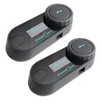 FreedConn TCOM-SC Motorcycle Helmet Bluetooth Intercom Headset Communication Systems Kit, for 2 or 3 Riders, LCD Screen/FM Radio/Mobile phone/MP3/GPS Connective/Range 800m / Handsfree (2 Pack)