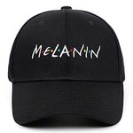 Melanin Letter Embroidery Baseball Cap Sun Caps Fishing Hat Dad Hat Adjustable Hat Unisex (Black)