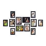 Amazon Brand - Solimo Collage Photo Frames, Set of 12,Wall Hanging (6 pcs - 4x6 inch, 6 pcs - 5x7 inch), Black