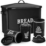 E-far Black Bread Box with Canister