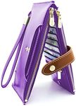 ANDOILT Wallets for Women Genuine Leather Wallet RFID Blocking Bifold Multi Card Case Purse with Zipper Pocket Handbag Purple