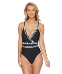 Athena Women's Mystique Surplice One Piece Swimsuit, Black, 12