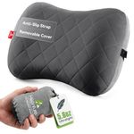 HIKENTURE Camping Pillow with Removable Cover - Ultralight Inflatable Pillow for Hiking,Backpacking, Upgrade Comfortable Ergonomic Air Pillow for Neck Support, Soft Travel Pillow In Car,Beach,Office