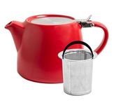 Glenburn Tea Direct I Sipologie Ceramic Teapot Kettle with Infuser – Loose-Leaf, Herbal, Green Tea Maker – High Fired, Finely Glazed Ceramic with Fine Mesh Stainless-Steel Infuser, Red, 400ml