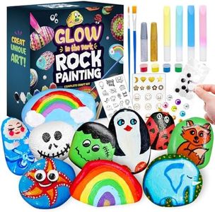 SPANKAR Rock Painting Kit for Kids - Glow in The Dark,DIY Arts and Crafts for Kids Ages 4-12,Creative Arts Activities with Rocks,Paint,Stickers,Easter Birthday Party Gifts for Teens Boys Girls