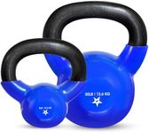 Yes4All Kettlebells 5 30 lbs Set Weight Vinyl Coated Cast Iron for Dumbbell Weights Exercises, Gym, Fitness, Full Body Workout Equipment Push up, Grip and Strength Training, Blue