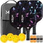 Pickleball Paddles, USAPA Approved Fiberglass Surface Pickleball Set with 4 Pickleball Rackets,4 Pickleball Balls,1 Portable Carry Bag, 4 Grip Tapes, Pickle Ball Paddle Set ​for Men Women