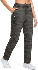 Fleece Lined Pants Women Golf Pants 3 Pockets, Green Camo, XL, 31"