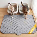 XL Silicone Cat Litter Mat, 40 x 28 Inch, Large Litter Box Mat, Gray