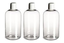 3 Pack – 16 oz -Clear Boston Plastic Bottles – White Disc - for Essential Oils, Perfumes, Cleaning Products By Natural Farms