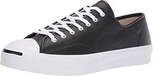 Converse Men's Jack Purcell Gold Standard Leather Oxfords, Black/White/White, 13 Women/11.5 Men