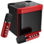 Karaoke Machine with 2 Wireless Microphones, 3000mAh Portable Bluetooth Karaoke Speaker for Adults/Kids, HD Sound PA System with Echo/Vocal Cut, Supports TF/USB/AUX, Home Karaoke Set for Parties